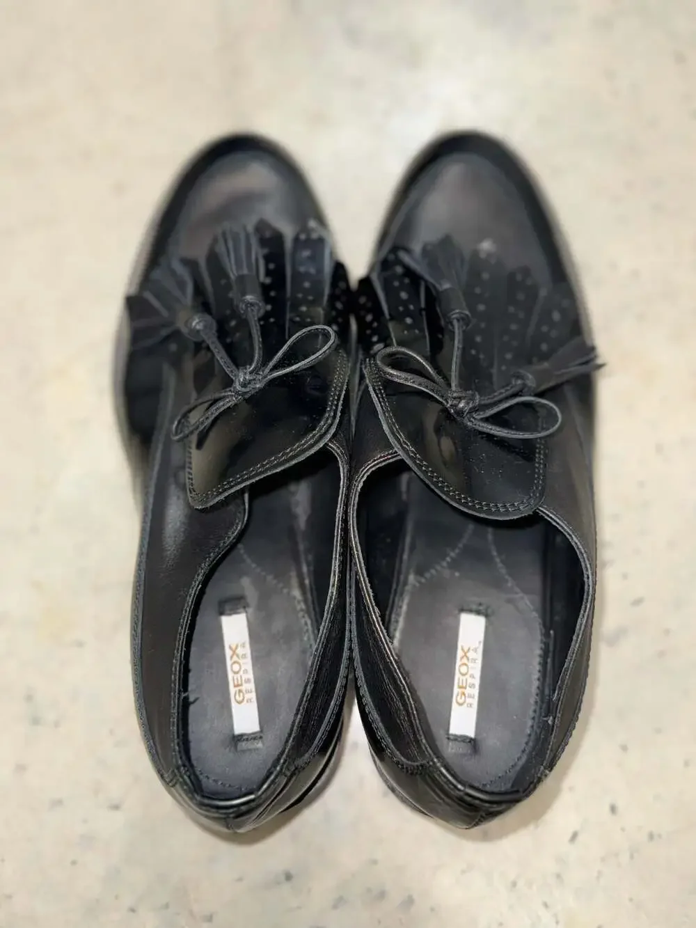 Geox D Donna Brogue F Black Leather Tassel Kiltie Loafers Size 37